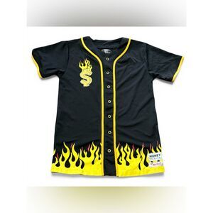 FRPLY Cartel "Money To Burn" Flame Baseball Jersey Shirt Simpsons Theme L